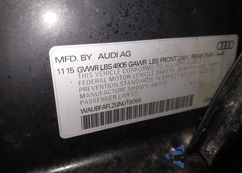 2016 Audi A4 2.0T Premium z USA, uszkodzony, nr VIN WAUBFAFL2GN018055